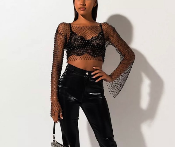 Long Sleeve Mesh Net Festival Top 