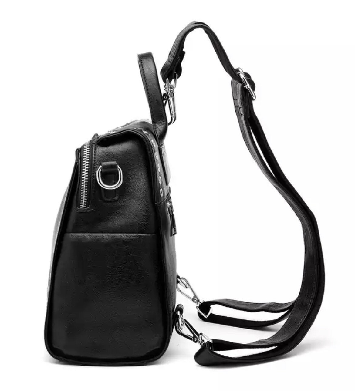 Genuine cow leather backpack purse black multifunctional Etsy