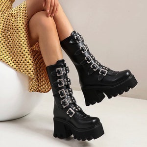 goth boots with buckles