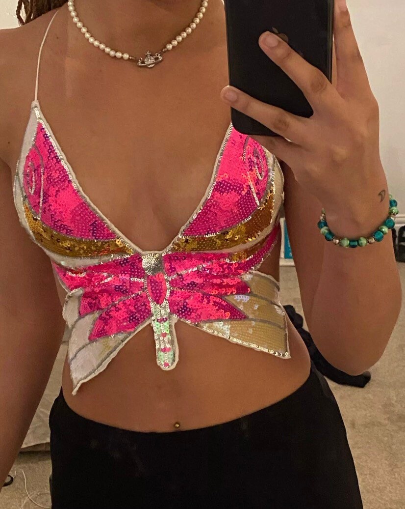 Multicolor Bandage Sequin Butterfly 