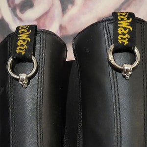 Skull boot charms for Dr Martens Boot tags with clip on ring image 1