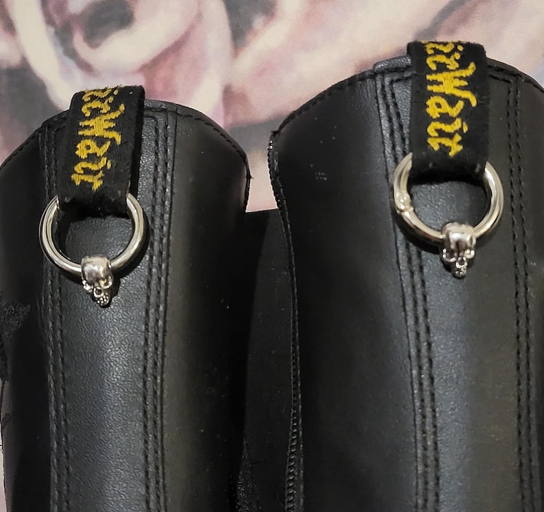 Skull boot charms for Dr Martens Boot tags with clip on ring image 1