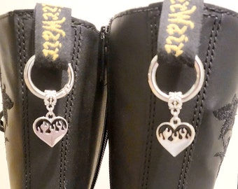 Flaming heart boot charms for use with Martens boots