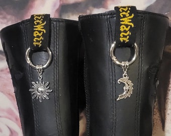 Sun and Moon boot charms to fit Dr Martens Boot tags large clip ring