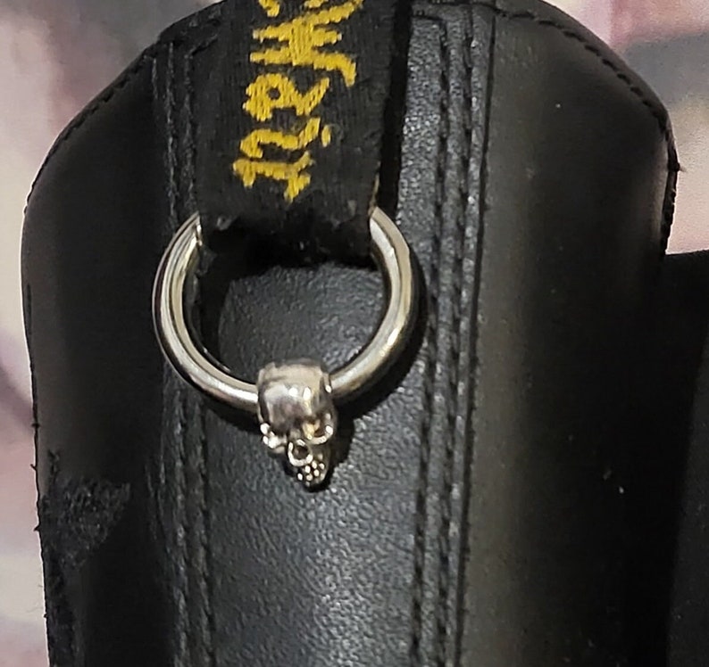 Skull boot charms for Dr Martens Boot tags with clip on ring image 2