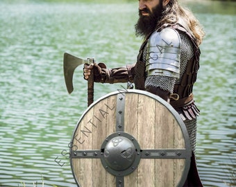 Viking Shield 24"/30"/35" Battle-Ready Shield Wooden Shield Heavy Metal Fittings shield