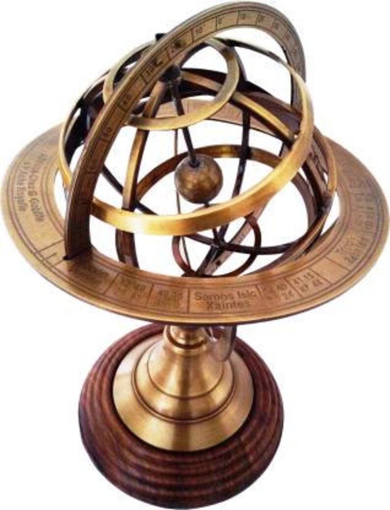 Brass Armillary Sphere Globe Clock Spherical Astrolabe Compass Etsy