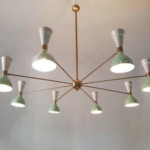 Huge Italian Chandelier Style Stilnovo Mid Century 8 Arms/16 Bulb socket Sputnik Ceiling Lights