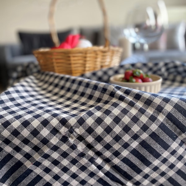 Gingham Picnic Blanket , Linen Blanket , Picnic Blanket , Beach Blanket , Gingham Tablecloth , Home Gift