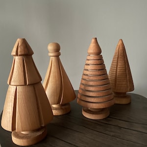 Handmade Wooden Pine Tree Scandinavian Style Ornaments image 1