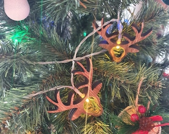Decoración navideña LED con ciervos de madera, regalo de Navidad con decoración navideña