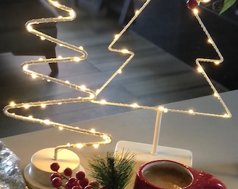 Árboles de Navidad de metal, pino con luces LED, decoración navideña, lámpara de pino, regalo de Navidad, regalo de inauguración de la casa