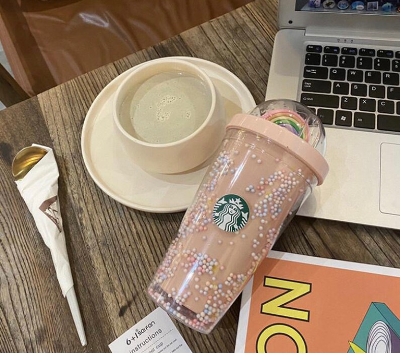 Rainbow dome lid Starbucks cup
