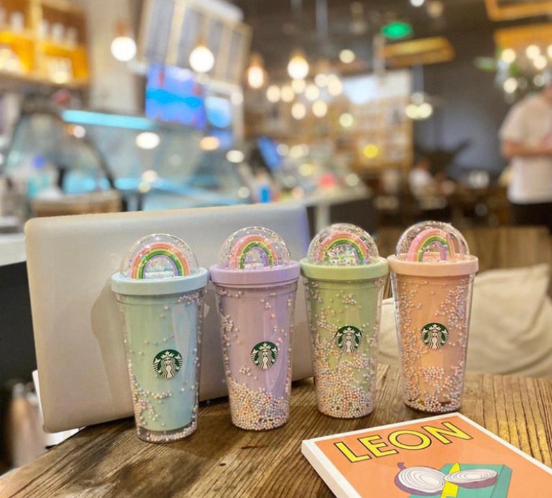 Rainbow dome lid Starbucks cup