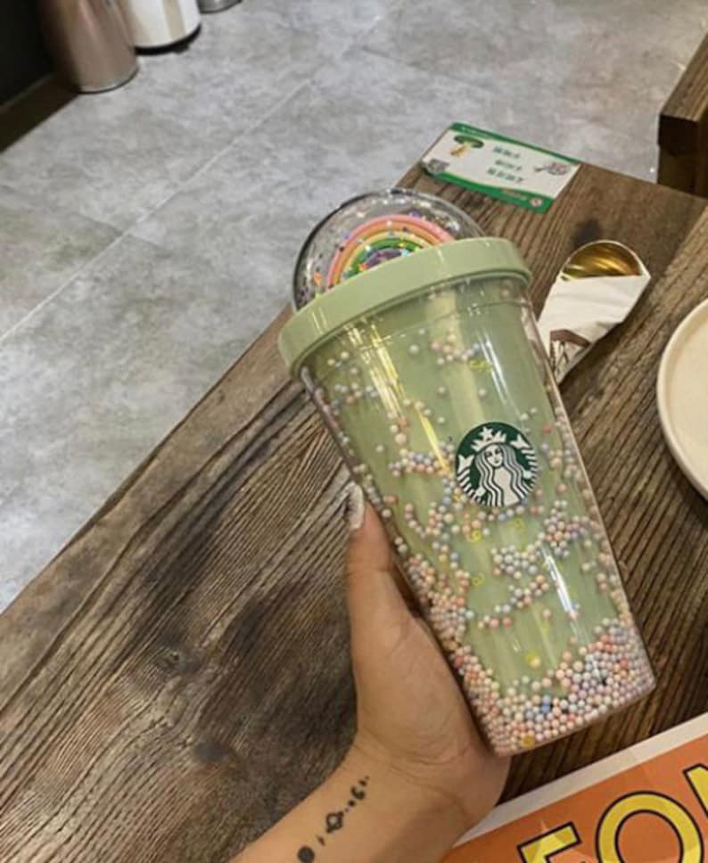 Rainbow dome lid Starbucks cup