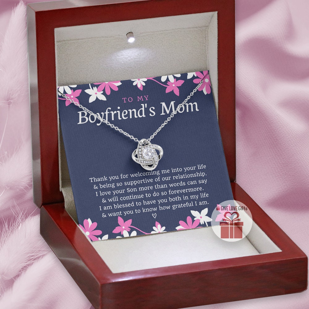Boyfriend Mom Necklace, Gift for Boyfriend Mother, Birthday Gift, Boyfriends Mom Christmas Gift, Mothers Day Gift for Boyfriends Mom VC2311 14K White