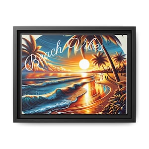 Vibrant Beach Vibes Canvas Print, Ocean Decor, Tropical Wall Art, Sunset Artwork, Gift for Beach Lovers, Home Decor