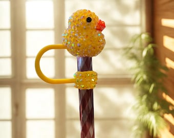 Topper de palha Stanley com strass brilhante: pingente de copo da sorte