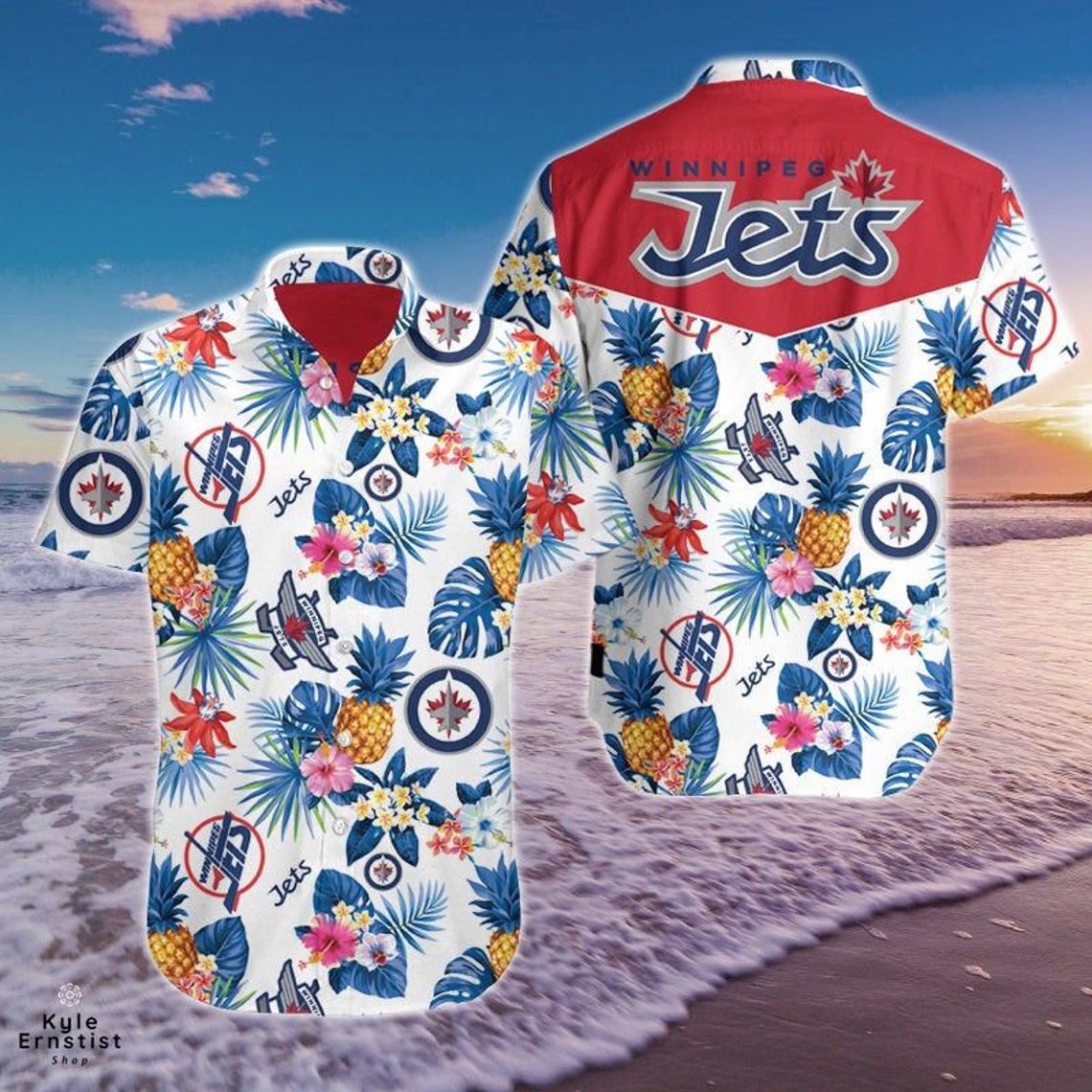 Winnipeg Jets Logo Nhl Ice Hockey Cool Hawaii Shirt For Fan | Etsy