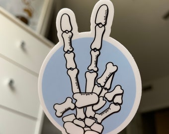 Skeleton Peace Sign Sticker | Skeleton hand sticker