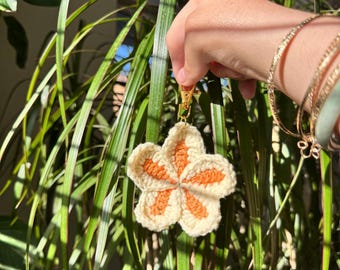 Crocheted Plumeria Keychain