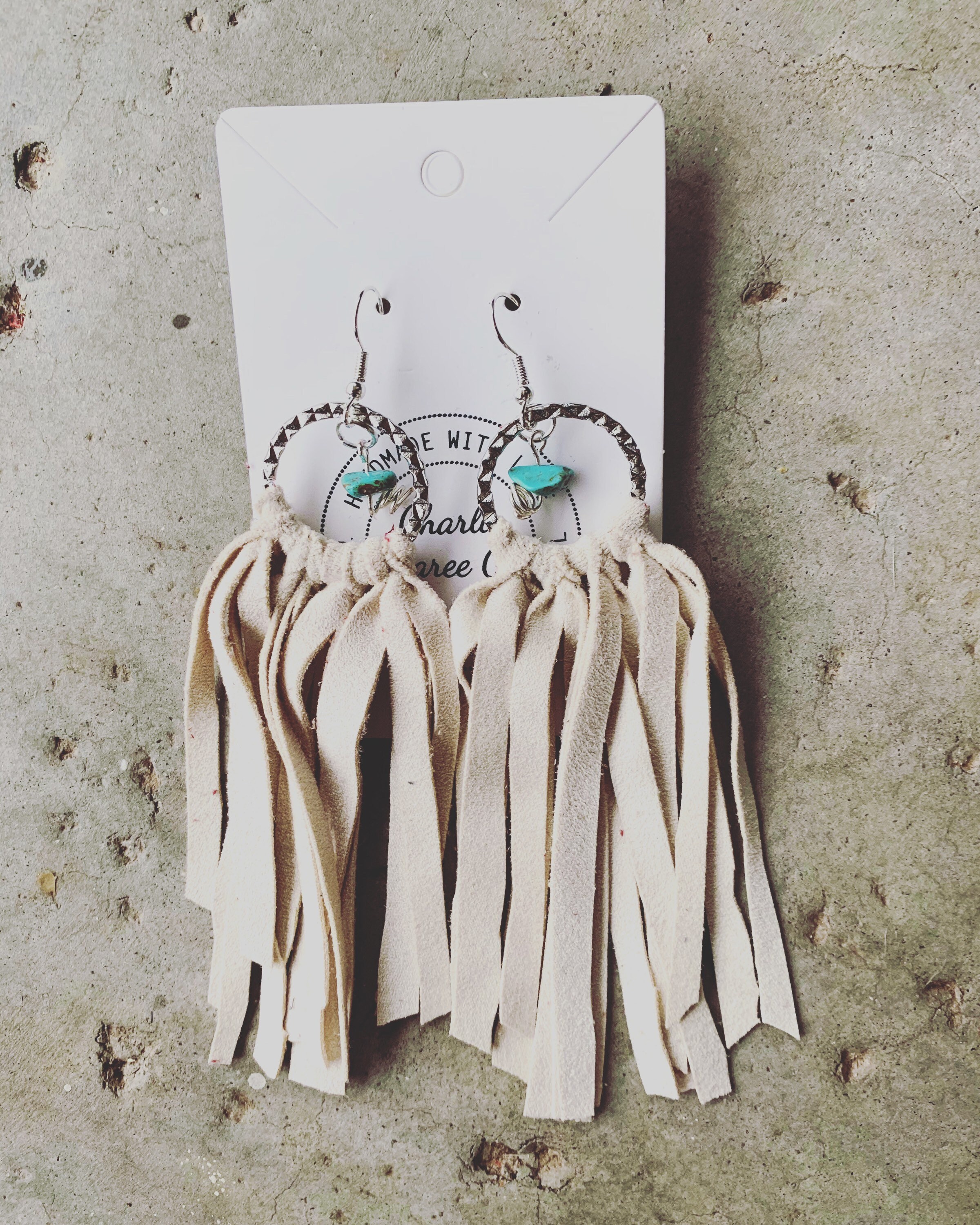 Suede Southern Scrap Fringe Earrings Creme Genuine Suede Etsy