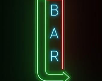 Vertical Large Arrow Neon Bar Sign, Waterproof Neon Outdoor Bar Sign, Restaurant Neon Sign Direction Bar Lights, Bar Personalized Signage