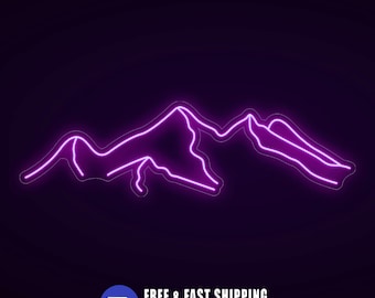Battery Neon Sign Mountain Wall Art, Large Mountains Wall Art Decor Led, Landscape Wall Light Battery Powered Led Lights Mountains