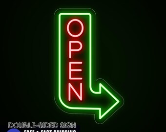 Neon Outdoor Vertical Sign Open Double Side, Waterproof LED Neon for Businesses, Double Sided Led Open Large & Exterior Light Store Sign