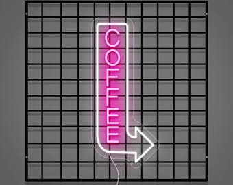 Vertical Coffee Outdoor Neon Arrow Sign: Waterproof LED Light for Cafe Bar Signage