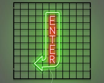 Enter Neon Vertical Arrow Sign Waterproof, Custom Shop Sign Neon Advertising Sign, Advertising Neon Art LED Neon Sign Enter