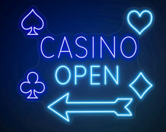 Casino Playing Cards Neon Outdoor Open Sign: Gaming Room Decor, Gamer LED Light, Poker Cards Led Neon Sign, Poker Club Neon Light Sign