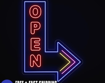 Large Outdoor Open Neon Advertising Signs, Outside Open Lighted Neon Sign Vertical, Exterior Open Sign for Businesses, Neon Bar Open Signage