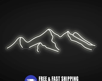 Minimalist Mountain Neon Sign, Abstract White Mountain Wall Art, Geometric LED Living Room, Bedroom, Nursery Decor