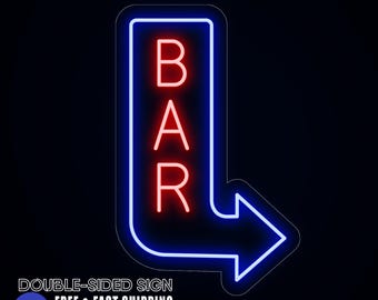 Double Sided Waterproof Neon Bar Sign, Outdoor Vertical Arrow Custom Shop Neon Sign, Bar LED Neon Sign Double Side