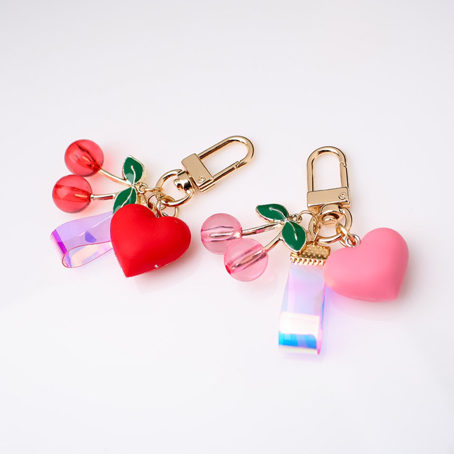 Cherry Heart Keyring / Keychain / Handmade / Cute Toy Keyring Etsy UK