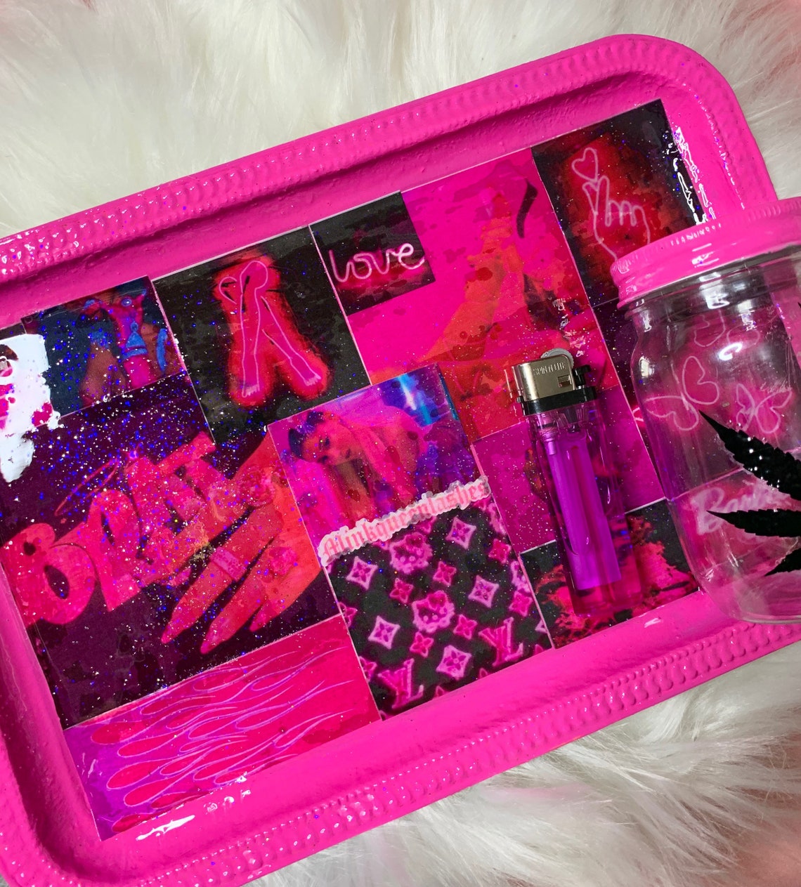 Pink Aesthetic rolling Tray set Etsy