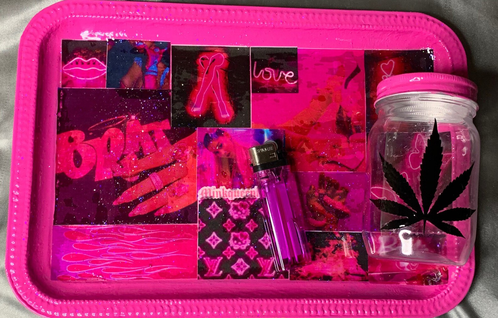 Pink Aesthetic rolling Tray set Etsy