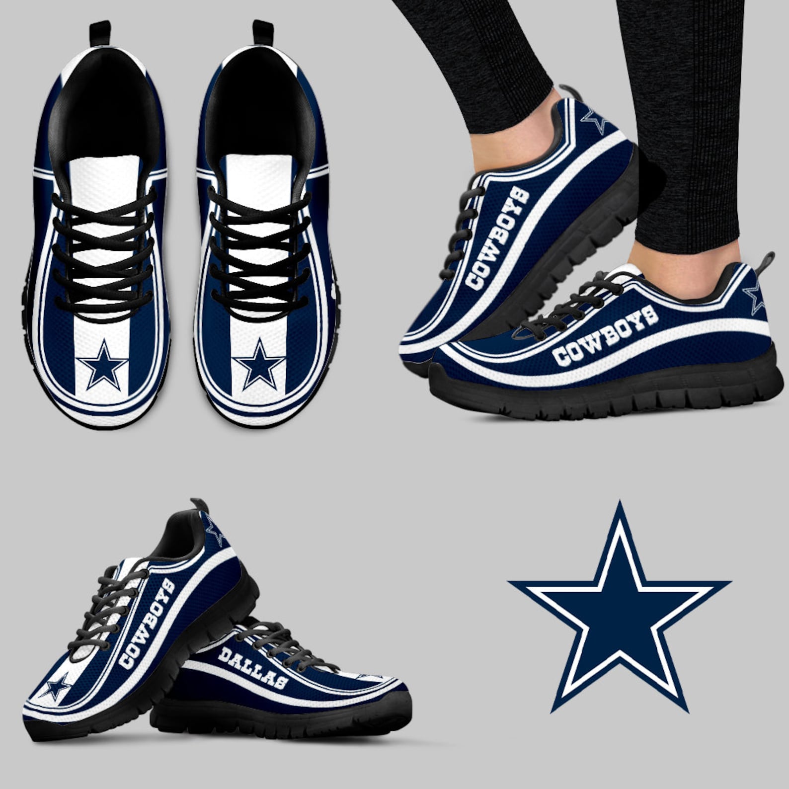 Dallas Cowboys Custom Sneaker Dallas Cowboys Shoes Sport Etsy