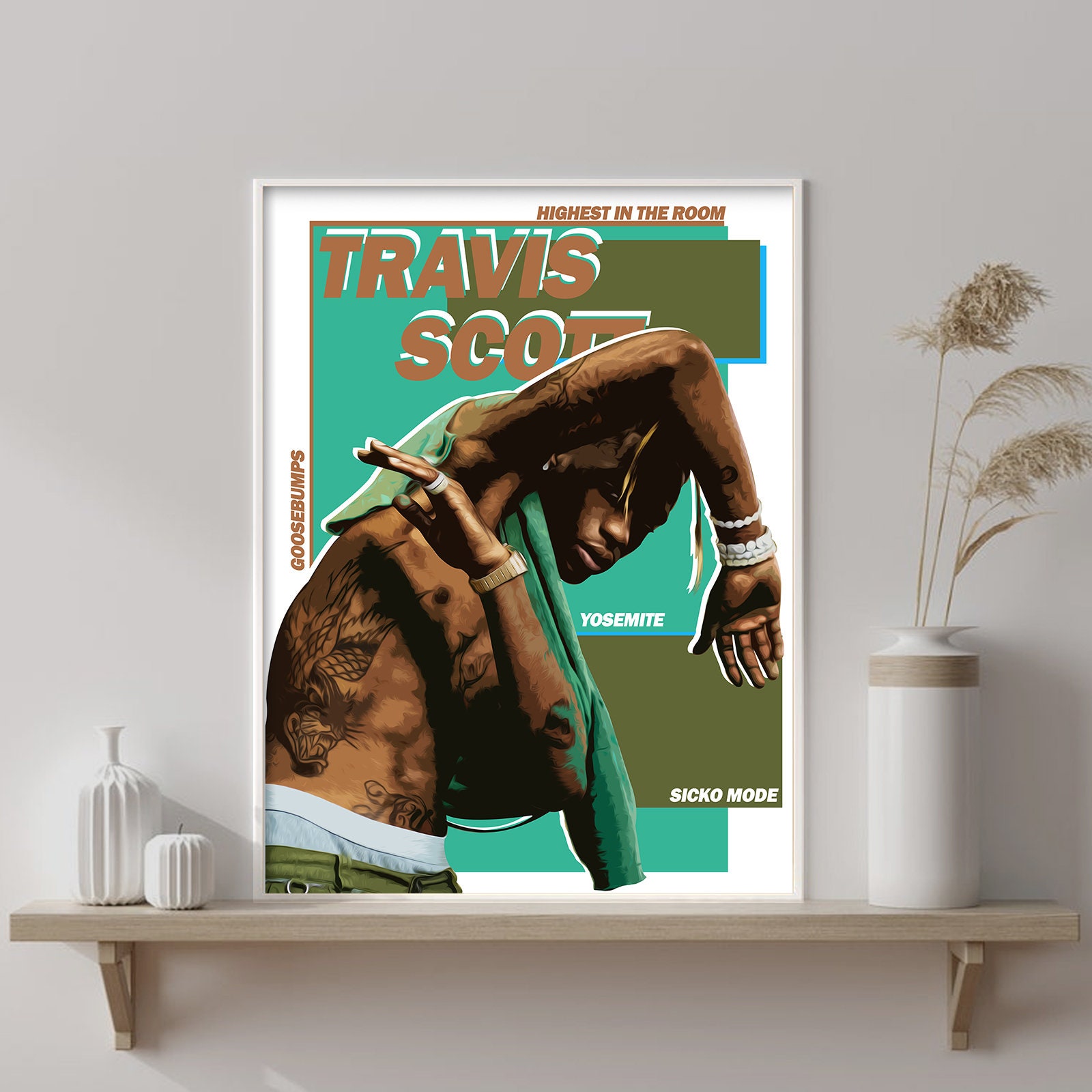 Travis Scott Canvas Poster Travis Scott Unframed Canvas Etsy