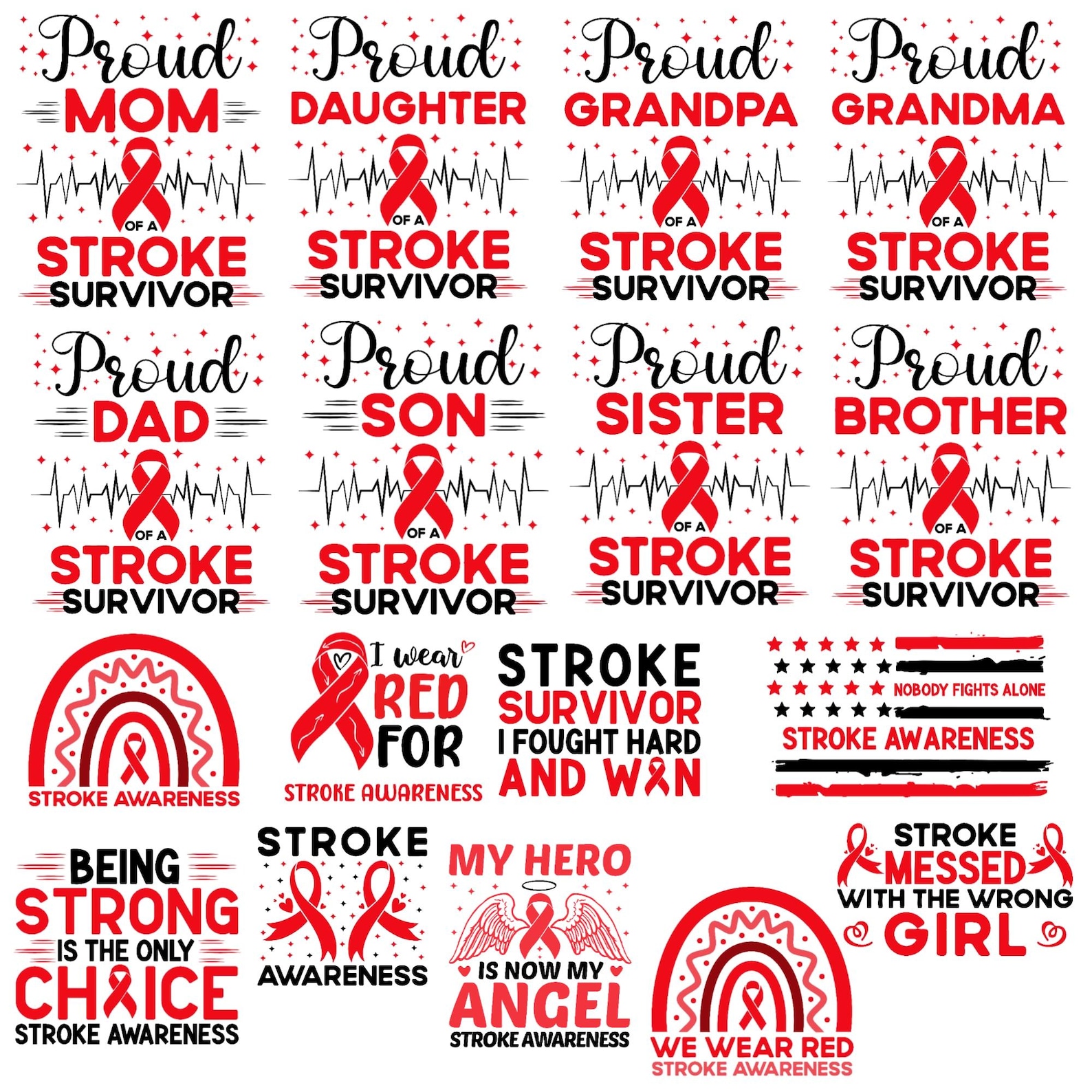 Stroke Awareness SVG Bundle, Red Ribbon Svg , Files for Cricut, Stroke ...