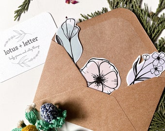 Sortierte Abstrakte Pastell Blumen Strichzeichnung GLÄNZENDE MATTE Handgemachte Aufkleber | Bullet Journal | Papeterie | Kunsthandwerk | Notizbuch