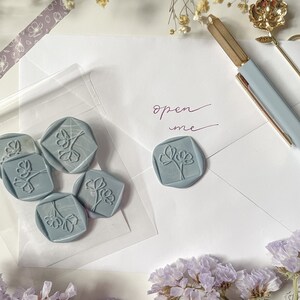 Autocollants de tampon de cire à cacheter carrés floraux (paquet de 5) | Timbres d’enveloppe faits à la main | Papeterie | Invitations de mariage | Cachet de cire