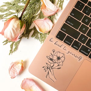 Soyez gentil avec vous-même lettrage CLEAR Autocollant fait à la main | Journal à puces | Papeterie | Artisanat | Carnet | Calligraphie