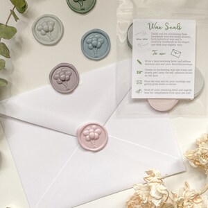 Pastel Party Sealing Wax Stickers 5-Pack Handmade Envelope Stamps Stationery Wedding Invitations Wax Seal Birthday Balloon image 3