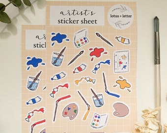 Artist Sticker Sheet | Planner Stickers | Bullet Journal | Notebook Stickers | Crafts | Stationery