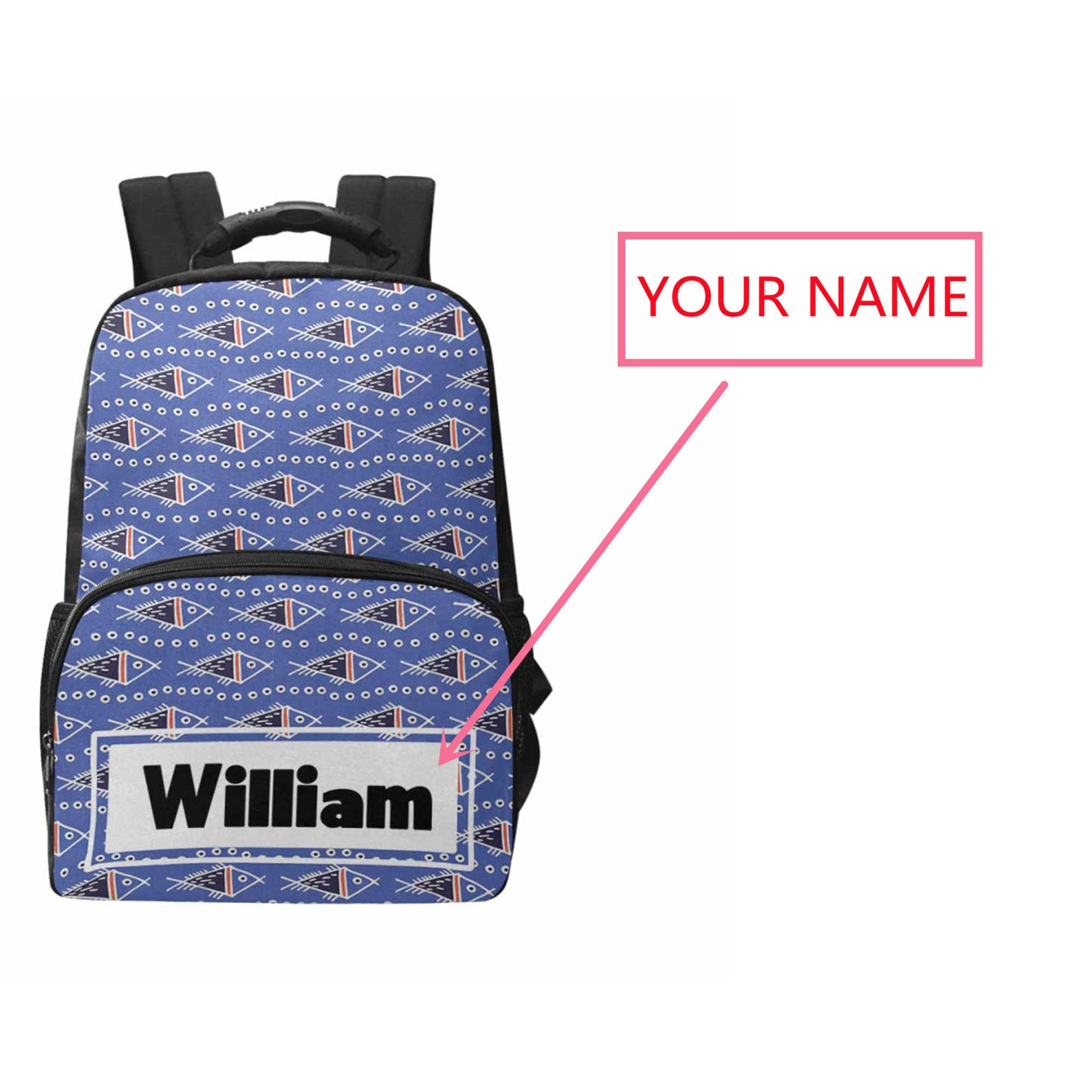 Custom School Bag With Name For Men&Women Design With Fish Etsy