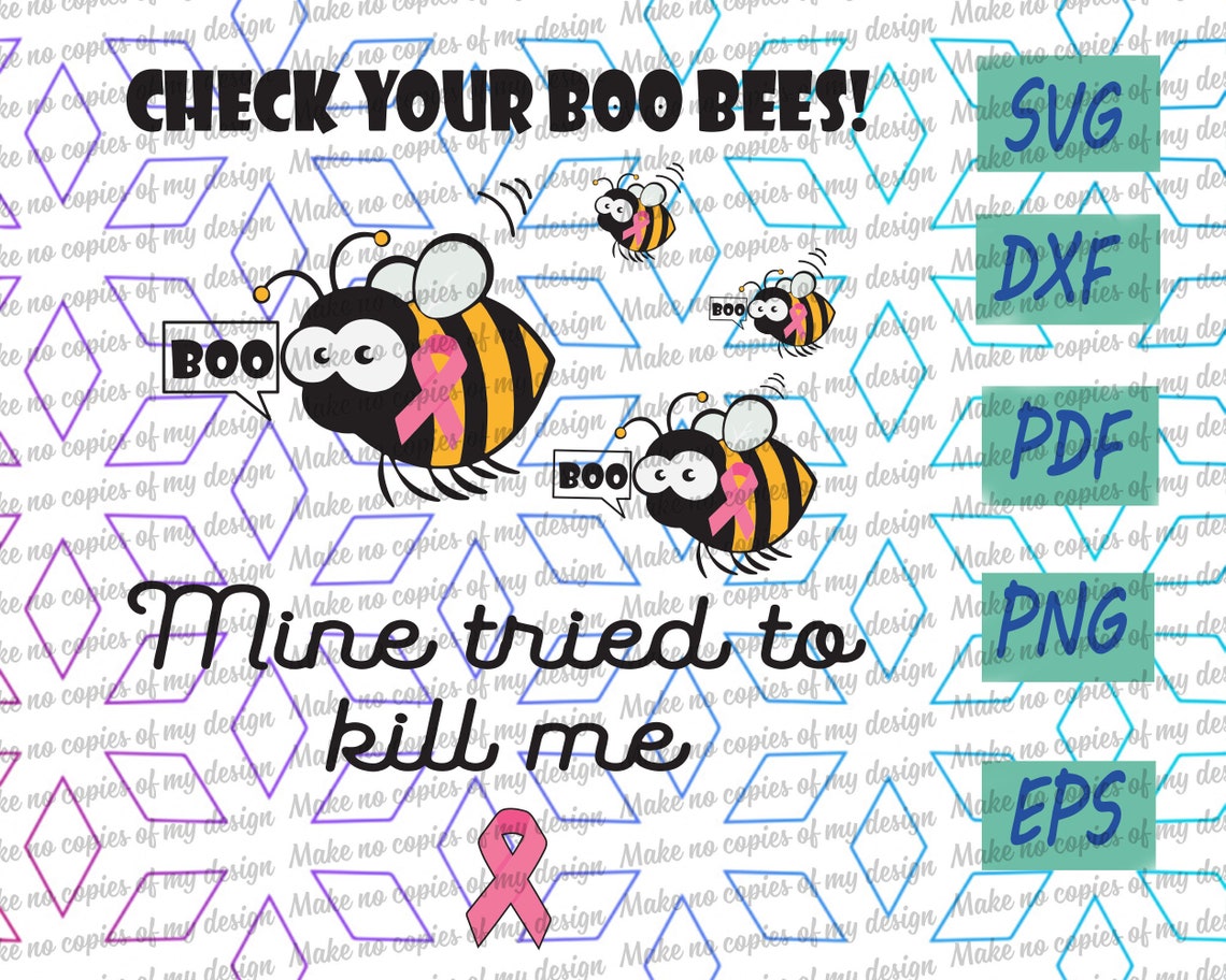 Check Your Boo Bees Breast Cancer Awareness Cancer Ribbon | Etsy