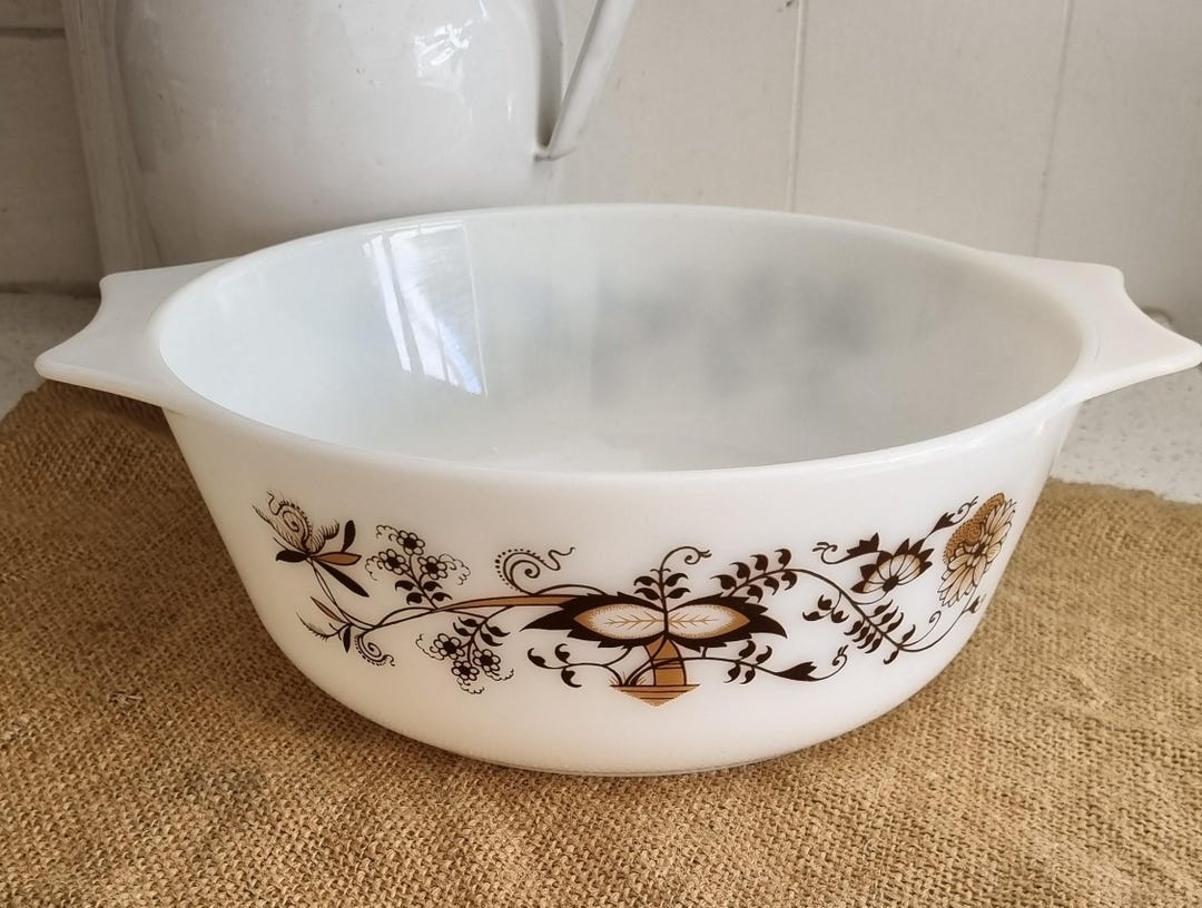 Vintage Pyrex Bowl With Brown Vine Design - Etsy