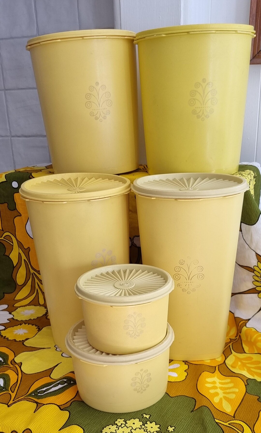 Set of Six Vintage Yellow Tupperware Lidded Containers - Etsy